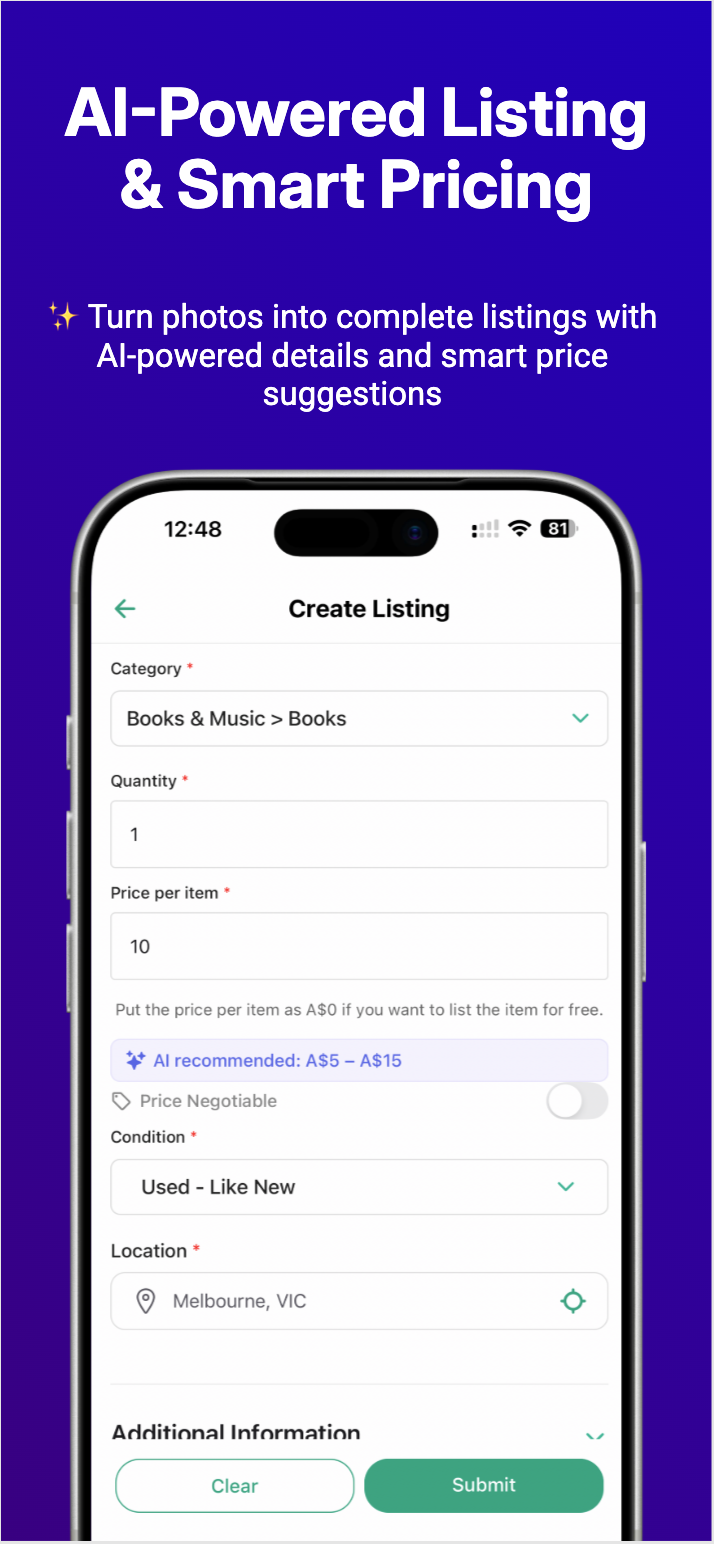 Deal Once AI listing and smart pricing.