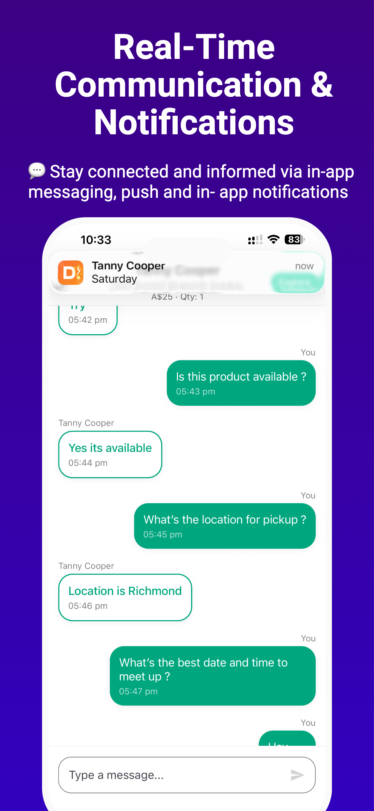 Deal Once messaging.